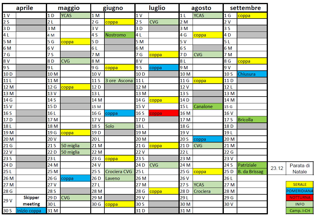Scopri di più sull'articolo Calendario 2022